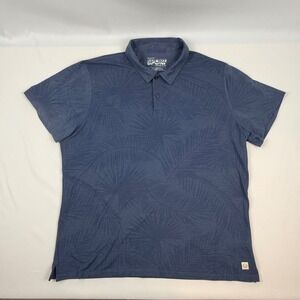 Marine Layer Weekend Sport Blue Palm Leaf Polo Shirt Mens Large Summer 2024